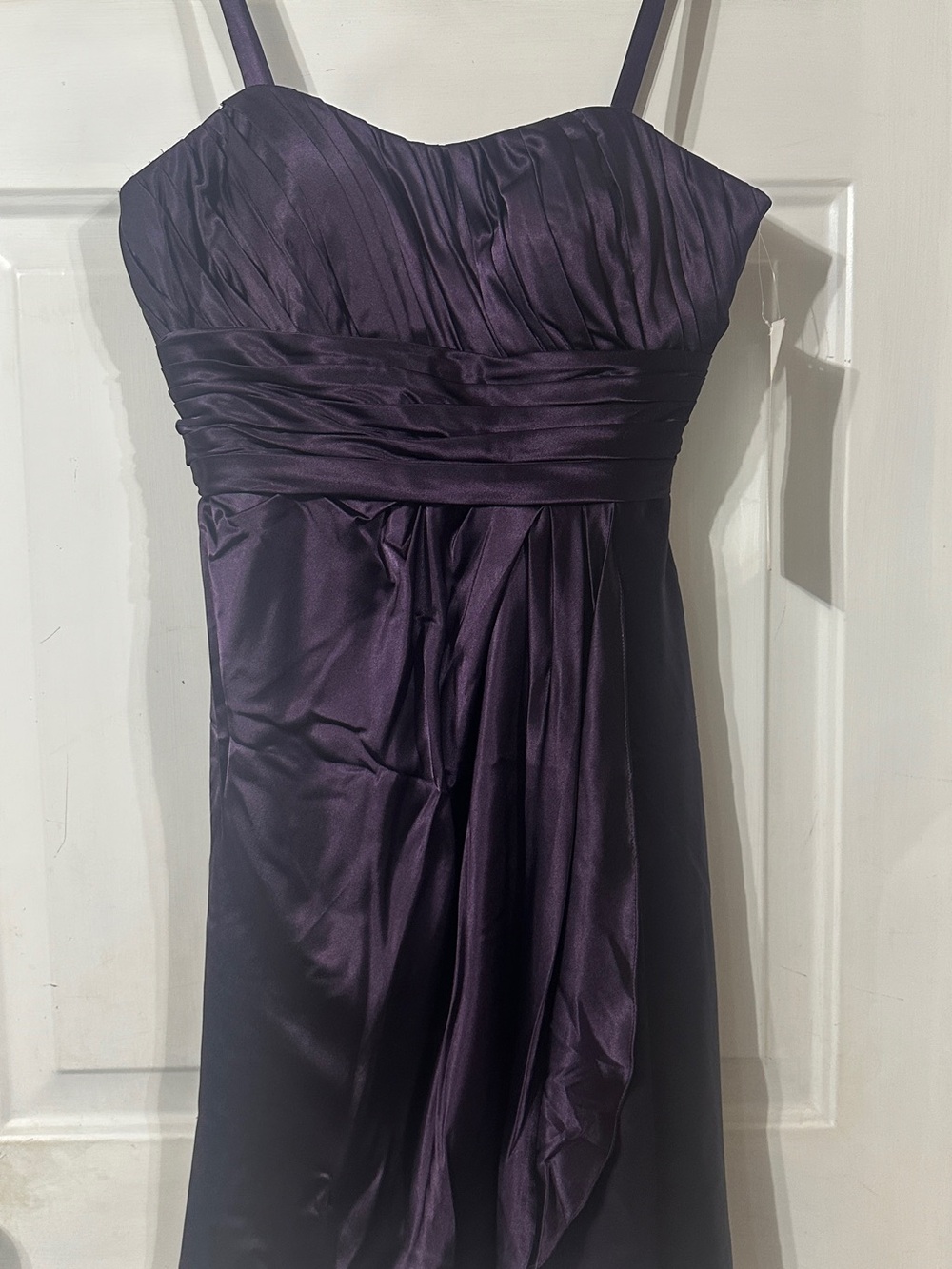 Bill Levkoff Dark Purple Satin Strapless Evening Dress